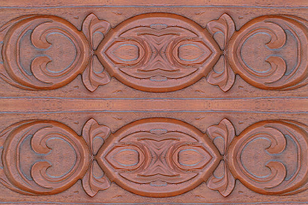 istock Carved wood wall close 473261304