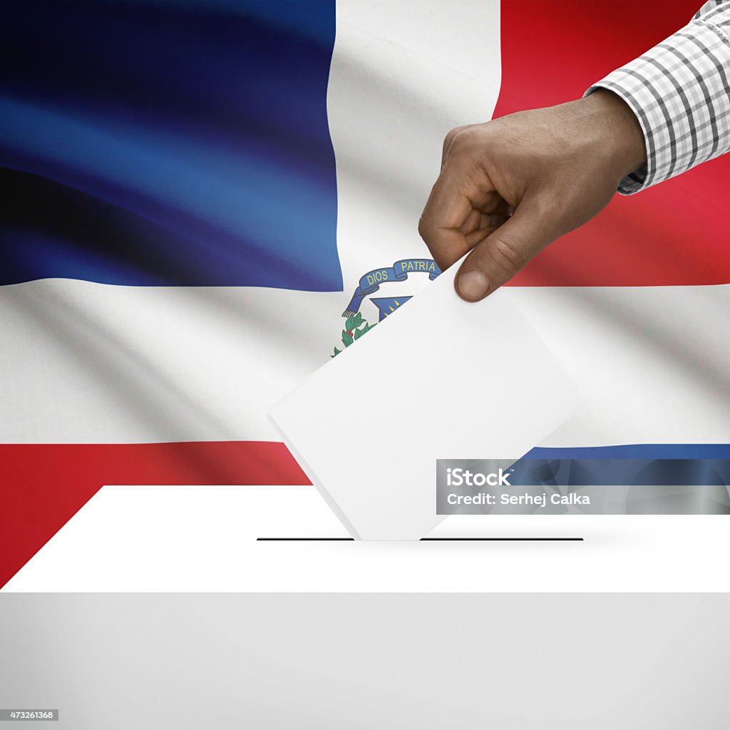 Ballot box with national flag series - Dominican Republic Ballot box with flag on background - Dominican Republic 2015 Stock Photo