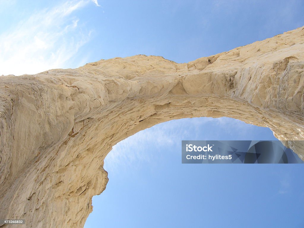 Arch at Monument Rocks, KS Arch rock formation made out of chalk. OLYMPUS DIGITAL CAMERA. 2015 Stock Photo