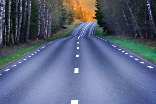 Winding Scandinavian asphalt road