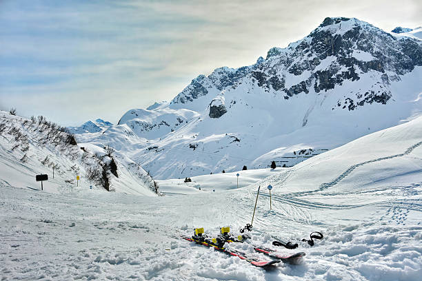 Winter High Mountain Landscape with ski. 