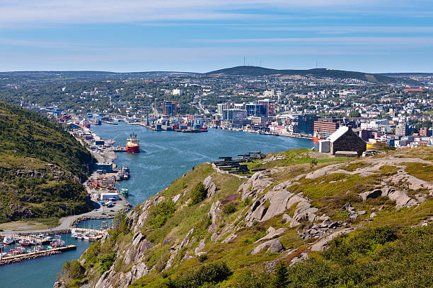 Saint Johns downtown harbour Signal Hill NL Canada St. John's, capital of Newfoundland Labrador, NL, Canada, harbor and downtown seen from signal hill signal hill stock pictures, royalty-free photos & images