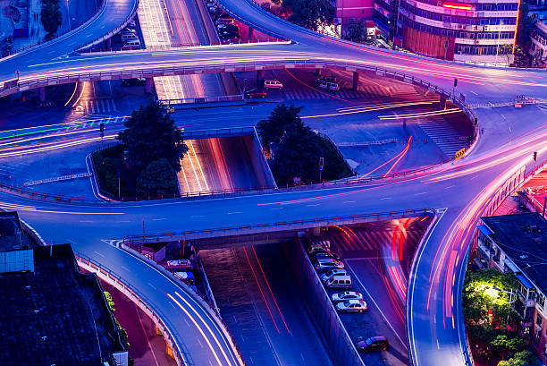 istock light trails on the steet in shanghai china. 473283904