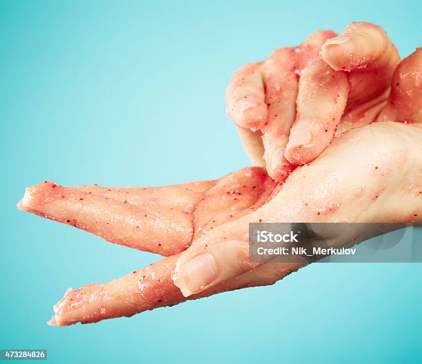 Female Hands In Body Scrub Stock Photo - Download Image Now - Exfoliation, Pink Color, 2015