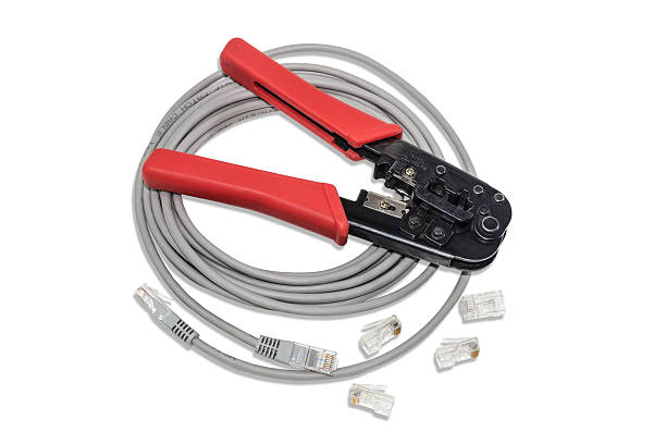 istock Pliers, crimpers twisted pair, patch cord and connectors. 473286250
