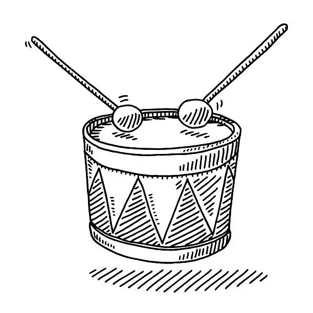 Vector illustration of Toy Drum Musical Instrument Drawing