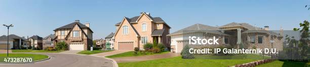 Brand New Suburban House In Sunny Summer Afternoon Stock Photo - Download Image Now - House, Building Exterior, Street