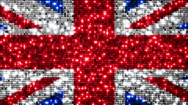 UK flag. Sequins. Loopable. Zoom out.