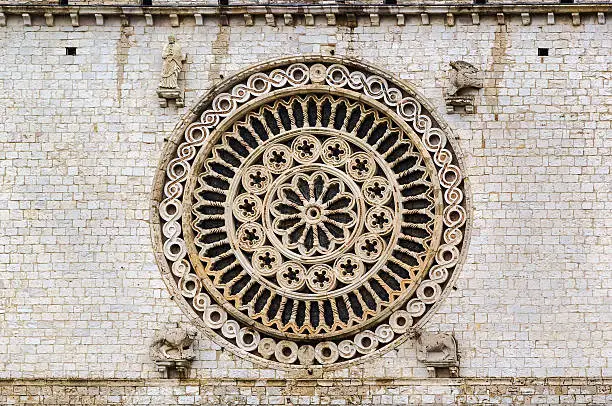 Rose-window in Basilica of St. Francis of Assisi, Italy
