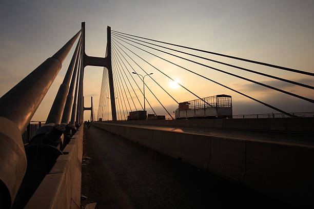 istock Phu My Bridge silhouette, a cable-stay bridge outlined 473291968