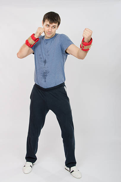 istock Growth portrait of boxer worked blows with weighting 473292978