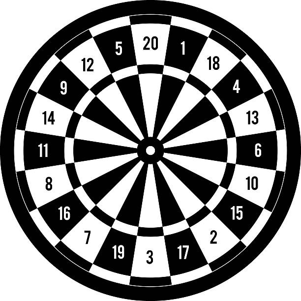 Darts target black & white Darts target black & white, vector illustration Dartboard stock illustrations