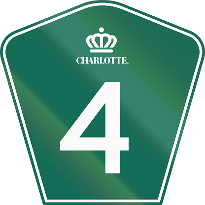 Road shield of the Charlotte Route 4 in North Carolina, USA.