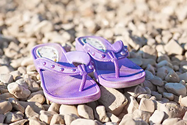 slippers at sunny beach and summer season
