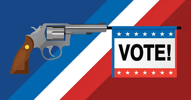Vector illustration of Revolver Gun Vote