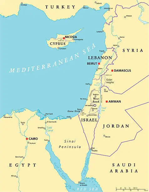 Vector illustration of Eastern Mediterranean Political Map