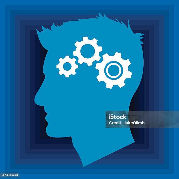 Male Profile Gears Stock Illustration - Download Image Now - 2015, Abstract, Adult