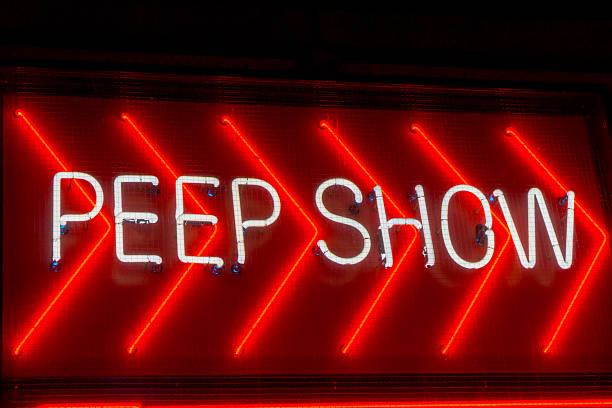 peep show sinal - pornography stripper neon light adult - fotografias e filmes do acervo