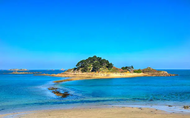 Beautiful view of the Sterec Island located in Morlaix Bay in Finistere,Brittany in North of France.