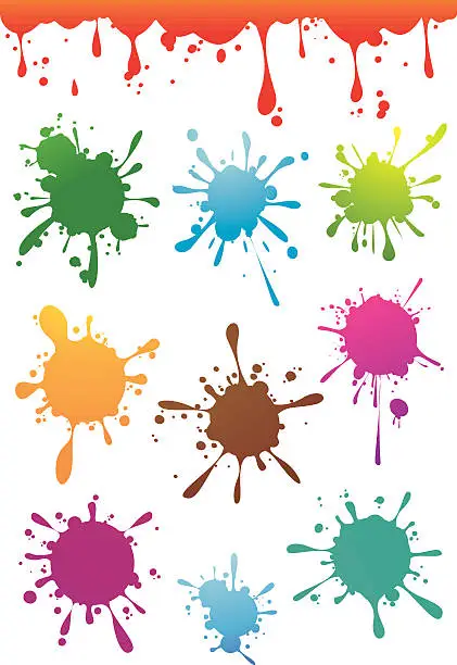 Vector illustration of Colourful paint splatters set