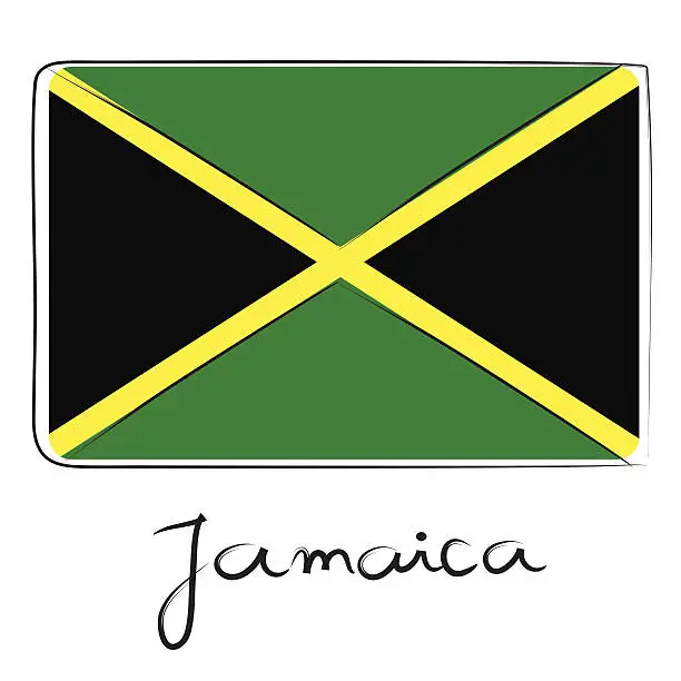 Vector illustration of Jamaica flag doodle