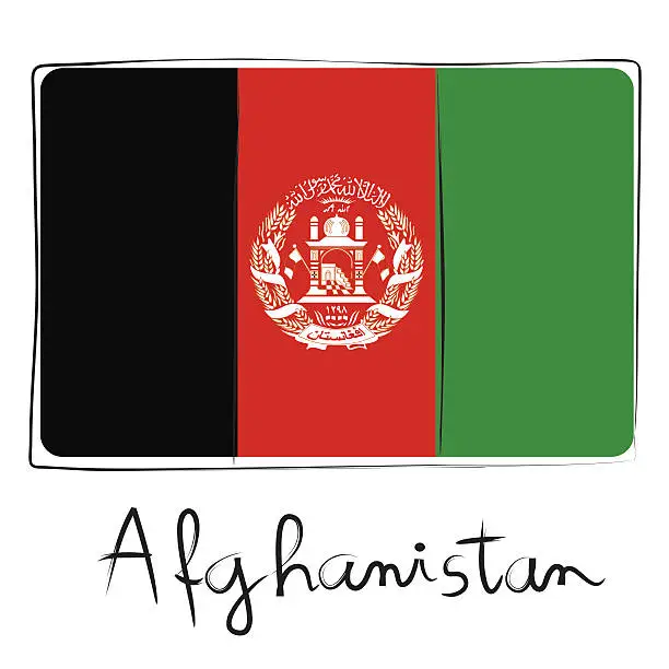 Vector illustration of Afganistan flag doodle