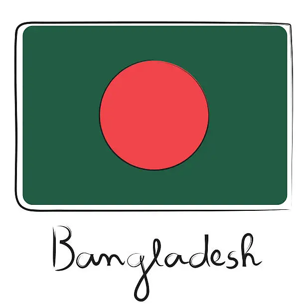 Vector illustration of Bangladesh flag doodle