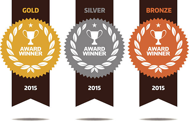 Gold, silver and bronze winner medals Vector of Gold, silver and bronze winner award medals. EPS ai 10 file format. award badge stock illustrations