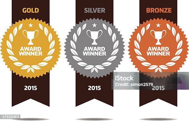 Gold Silver And Bronze Winner Medals Stock Illustration - Download Image Now - Award, Badge, Icon Symbol