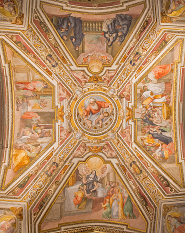 Rome - The ceiling fresco by G. B. Ricci (1585) in church Chiesa di San Agostino (Augustine) and chapel of st. Monica.