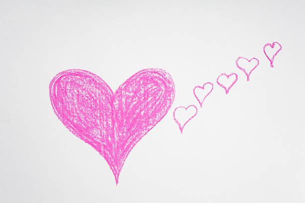istock Pink hearts, chalk drawing, hand-painted 473325444