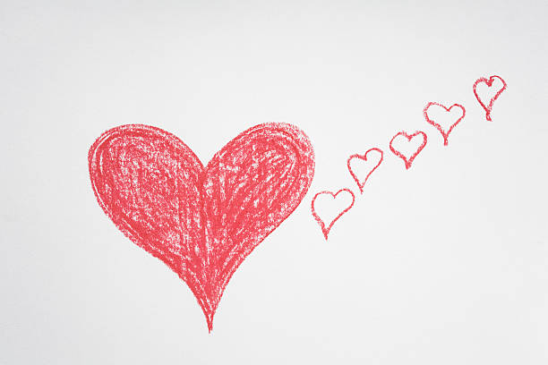 istock Red hearts, chalk drawing, hand-painted 473325454