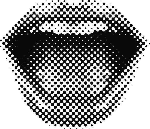Retro Style Mouth Laughing Retro style vector of laughing mouth. Pop art. half tone illustrations stock illustrations