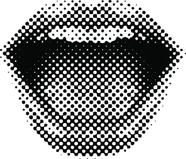 Vector illustration of Retro Style Mouth Laughing