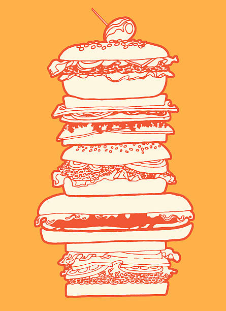 ilustrações de stock, clip art, desenhos animados e ícones de sanduíche big - burger hamburger large food