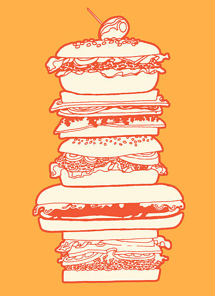bildbanksillustrationer, clip art samt tecknat material och ikoner med big sandwich - delikatessdisk