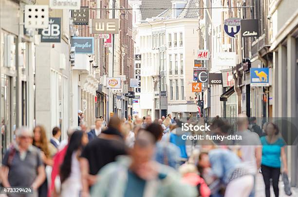 Kalverstraat Shopping Street Amsterdam City Center Stock Photo - Download Image Now - Retail, City Street, Netherlands