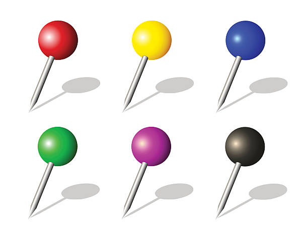 illustrations, cliparts, dessins animés et icônes de collection de pushpins coloré - paper clip symbol attached computer icon