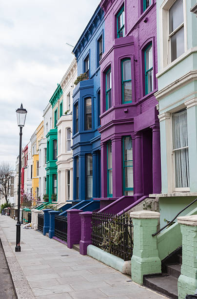 Victorian terraced houses colourfully painted