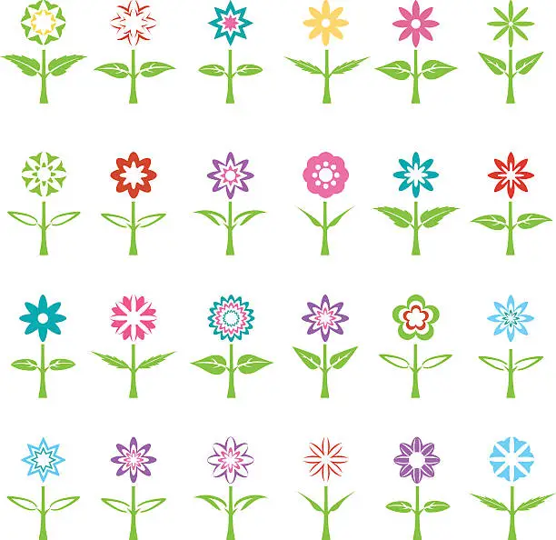 Vector illustration of Flower Icons