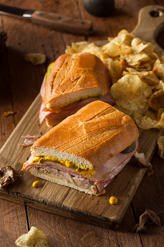 Homemade Traditional Cuban Sandwiches with Ham Pork and Cheese
