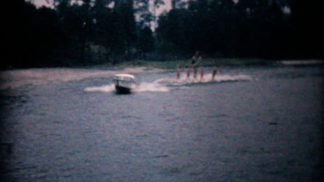 Water Skiers Perform Pyramid Stunt-1961 Vintage 8mm film