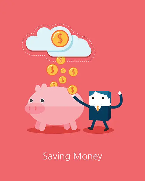 Vector illustration of Flat Business character Series. business saving money concept