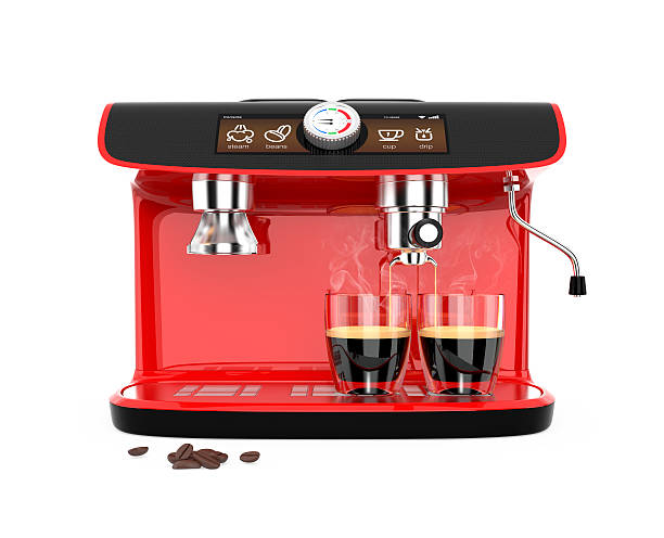 istock Stylish coffee machine brewing espresso in two glasses 473343150