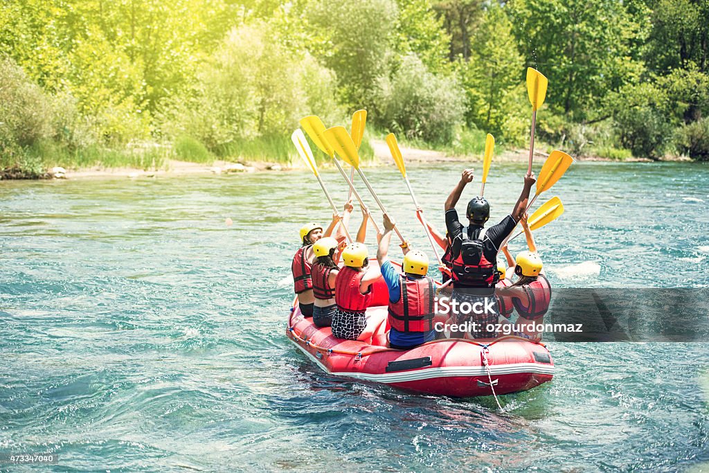 White Water Rafting Group of people rafting on Koprulu Canyon near Antalya, Turkey Rafting Stock Photo