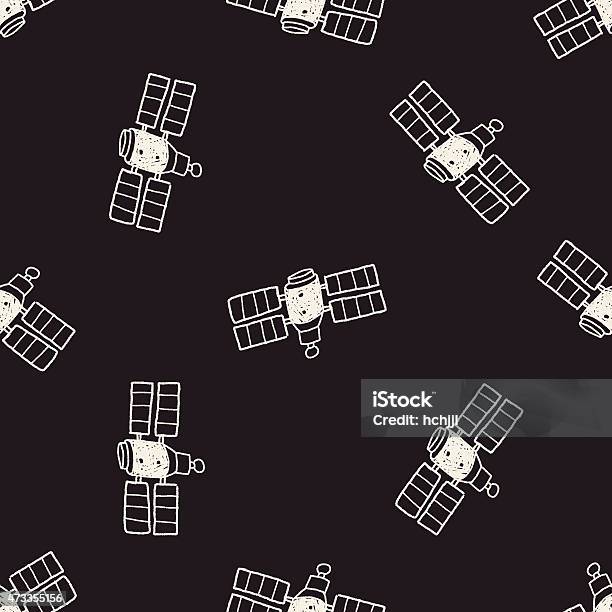 Satellite Pattern Doodle Satellites Seamless Pattern Background Stock Illustration ...