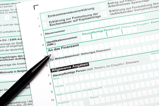 German tax form and pen - Einkommenssteuererklaerung