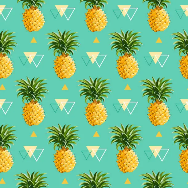 Vector illustration of Geometric Pineapple Background - Seamless Pattern