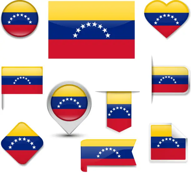 Vector illustration of Venezuela Flag Collection