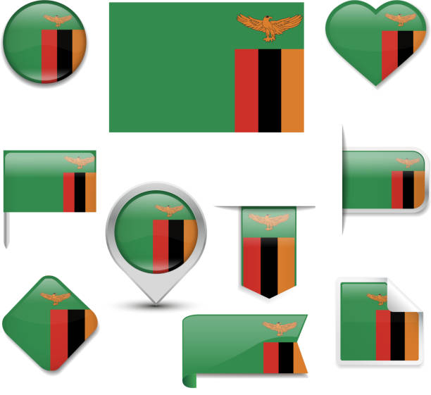 Zambia Flag Collection Zambia Flag Collection zambia flag stock illustrations